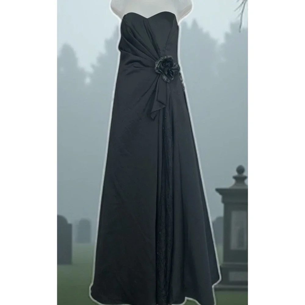 Halloween Play Black Gothic Wedding Evening Dress Pesavento Couture Small Medium - Picture 13 of 14